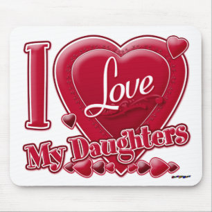 Tapis De Souris I Love My Daughters rouge - coeur