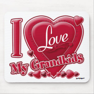 Tapis De Souris I Love My Grandkids rouge - coeur