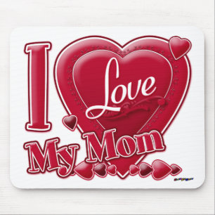 Tapis De Souris I Love My Mom rouge - coeur