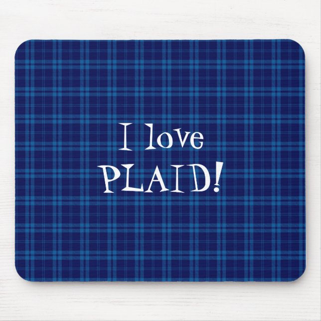 Tapis De Souris I Love Plaid - Royal Blue (Devant)