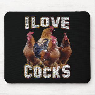Tapis De Souris I Love S Funny Roosters mème Amateurs de poulet