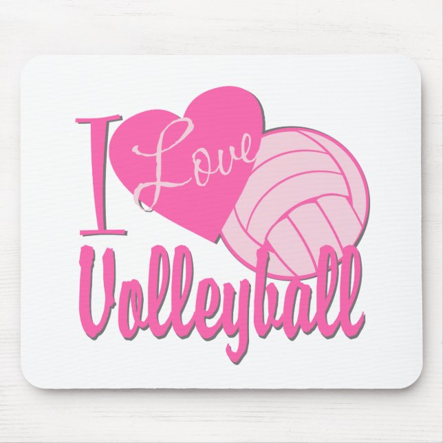 Tapis De Souris I Love Volleyball rose (Devant)