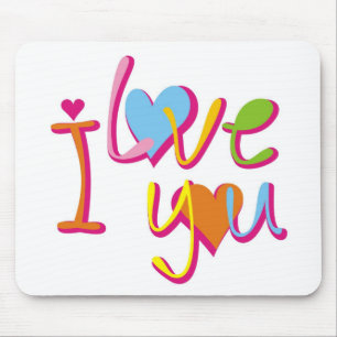 Tapis de souris I Love You cœur peint à la main