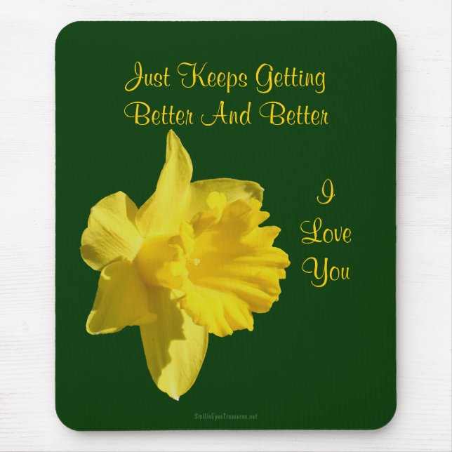 Tapis De Souris I Love You Daffodil Flower Photo Mousepad (Devant)