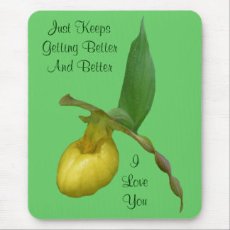 Tapis De Souris I Love You Lady Slipper Flower Photo Mousepad