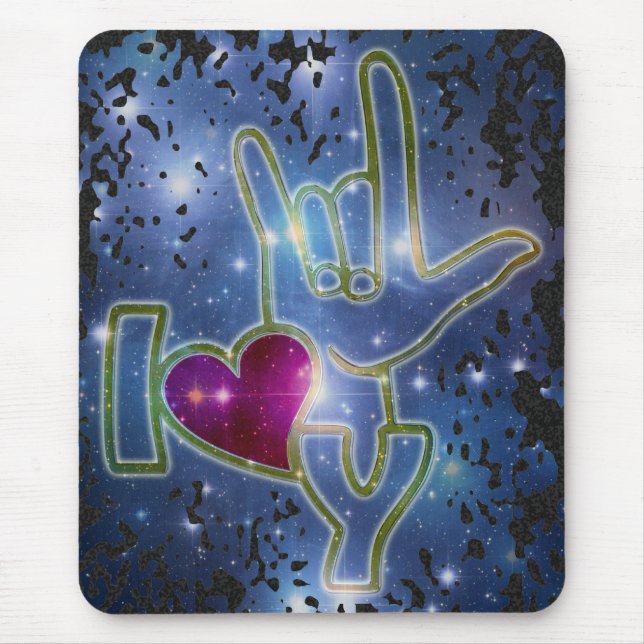Tapis De Souris I LOVE YOU / langue des signes (Devant)