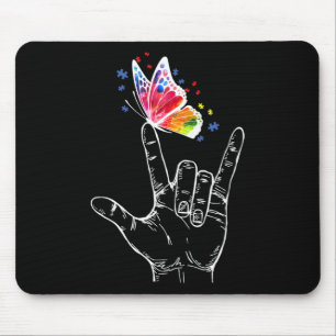 Tapis De Souris I Love You Main Sign Language Butterfly Autism Awa