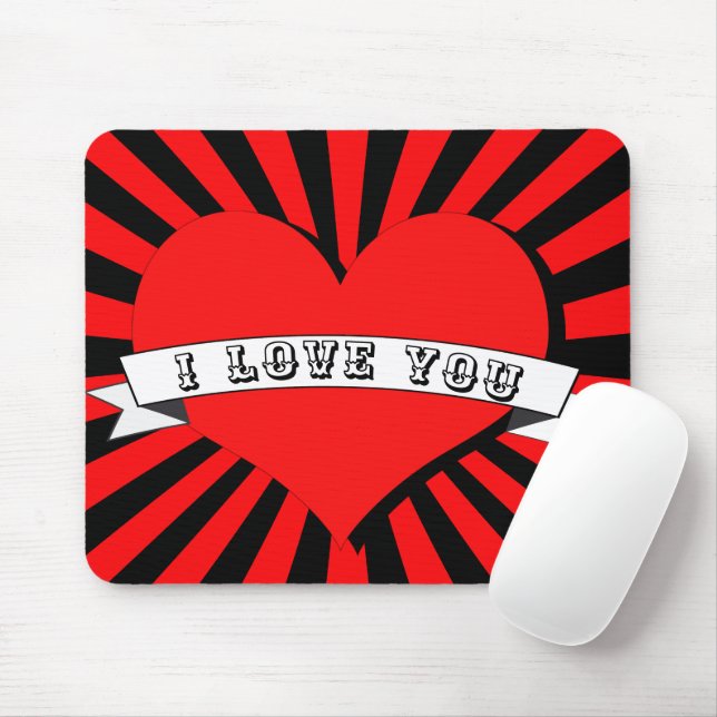 Tapis De Souris I LOVE YOU Mit Herz & Band strahlen (Avec souris)