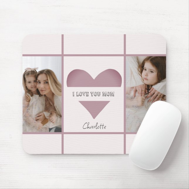 Tapis De Souris "I Love You Mom" Photos personnalisées Pad Souris (Avec souris)