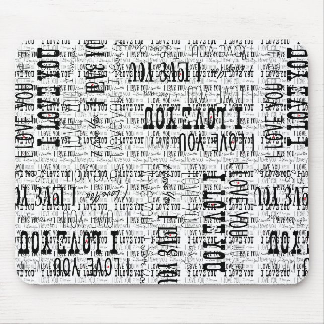 Tapis De Souris I Love You Typographie texte Valentines Souris Pad (Devant)