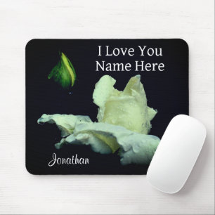Tapis De Souris I Love You White Rosebud Personnalisé