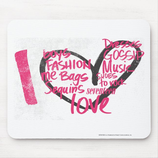 Tapis De Souris I magenta de graffiti de coeur (Devant)