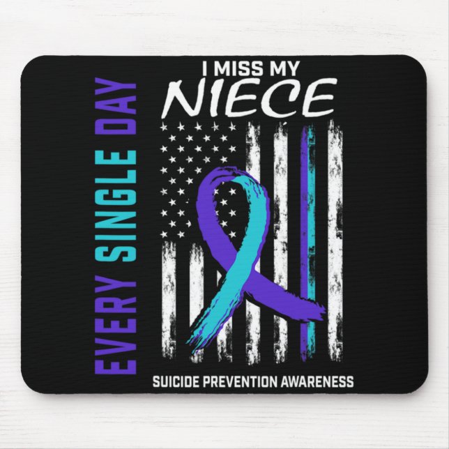 Tapis De Souris I Miss My Niece Suicide Awareness Prevention Ameri (Devant)