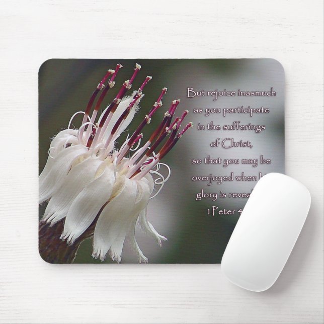 Tapis De Souris I Pierre 4:13 Inspirationnel Floral (Avec souris)