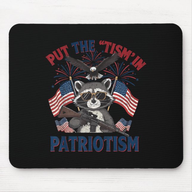 Tapis De Souris I Put The Tism In Patriotism Athletic Eagle  (Devant)