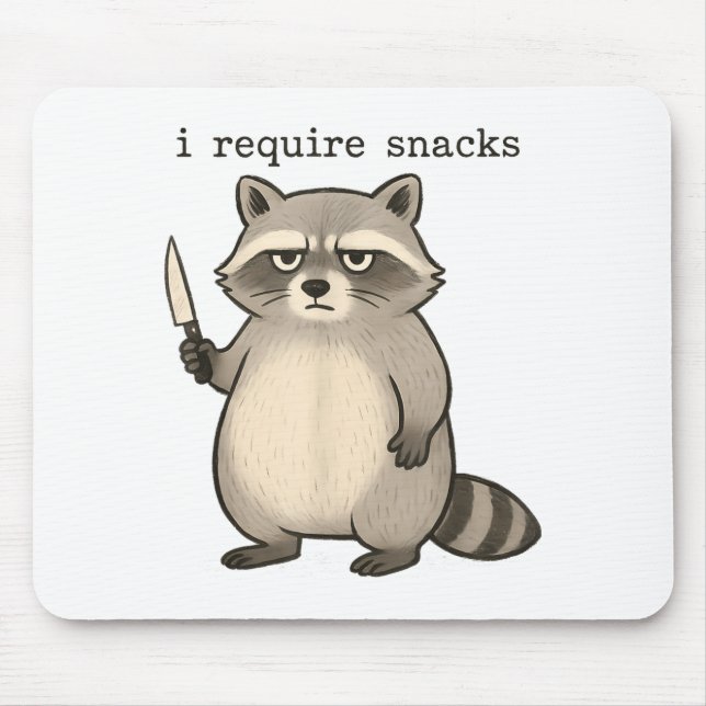 Tapis De Souris I Require Snacks Funny Mpy Raccoon Trash Meme Snac (Devant)