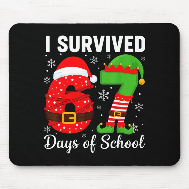 Tapis De Souris I Survived 67 Days Of School Funny Elf Christmas S (Devant)