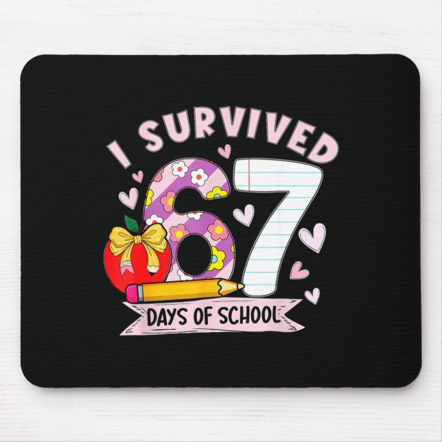 Tapis De Souris I Survived 67 Days Of School Funny Leopard Student (Devant)