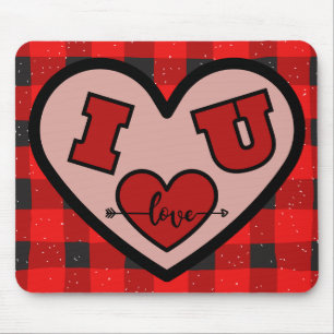 Tapis De Souris I ♥ U I Love You Buffalo Plaid Mousepad