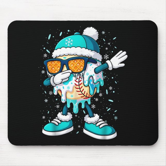 Tapis De Souris Ice Cream Baseball Drip Home Plate Bats Cool For B (Devant)