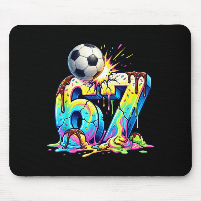 Tapis De Souris Ice Cream Drip Soccer 67 Six Seven Funny Gen Alpha (Devant)
