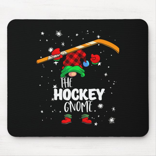Tapis De Souris Ice Hockey Gnome Red Buffalo Plaid Matching Family (Devant)