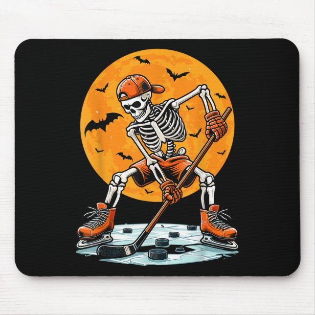 Tapis De Souris Ice Hockey Skeleton Soky Boys Halloween Hockey Pla (Devant)
