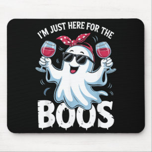 Tapis De Souris Ici pour les fantômes mignons drôles d'Halloween p