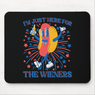 Tapis De Souris Ici Pour Les Wieners Hot Dog Drôle 4 juillet