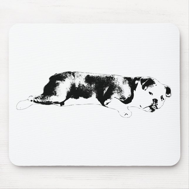 Tapis De Souris Icône de bouledogue graphique avec un espace négat (Devant)