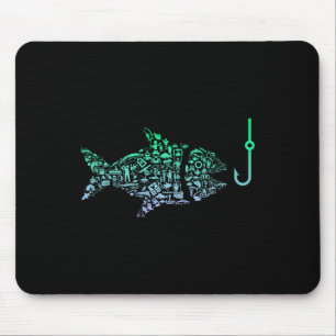 Tapis De Souris Icône de pêche pour pêcheurs Crochet à poisson Gar
