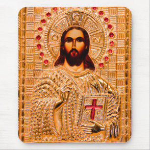 Tapis De Souris Icône dorée de Jésus-Christ