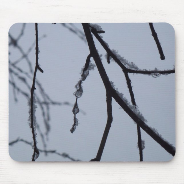 Tapis De Souris Icy Branches Winter Nature Photographie (Devant)