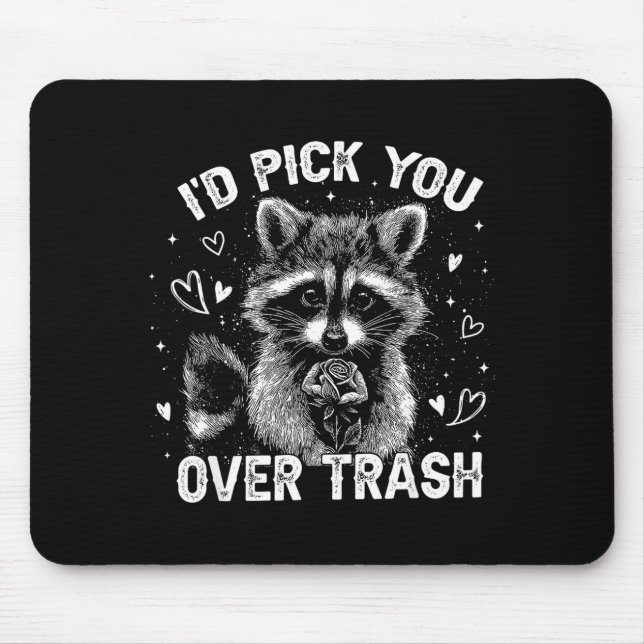 Tapis De Souris I'd Ck You Over Trash Funny Raccoon Retro Valentin (Devant)