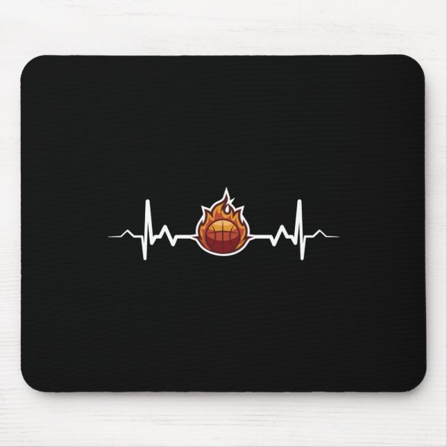Tapis De Souris Idée cadeau Heartbeat de basket-ball (Devant)