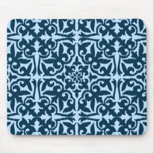 Tapis De Souris Ikat damask pattern - Indigo foncé et bleu clair