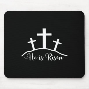 Tapis De Souris Il Est Ressuscité Croix Jésus Religieux Pâques Jou