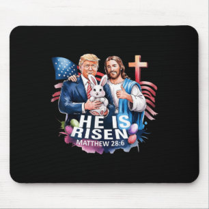 Tapis De Souris Il Est Ressuscité Jésus Drôle Trump Us Drapeau Heu
