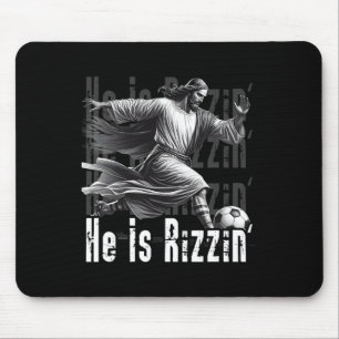 Tapis De Souris Il est Rizzin Jésus jouant au football Sport drôle