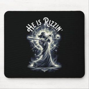 Tapis De Souris Il Est Rizzin Jésus Jouer Baseball Fun Sports Riz