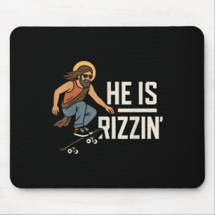 Tapis De Souris Il est Rizzin Mème Skateur Jésus, Drôle de Christi