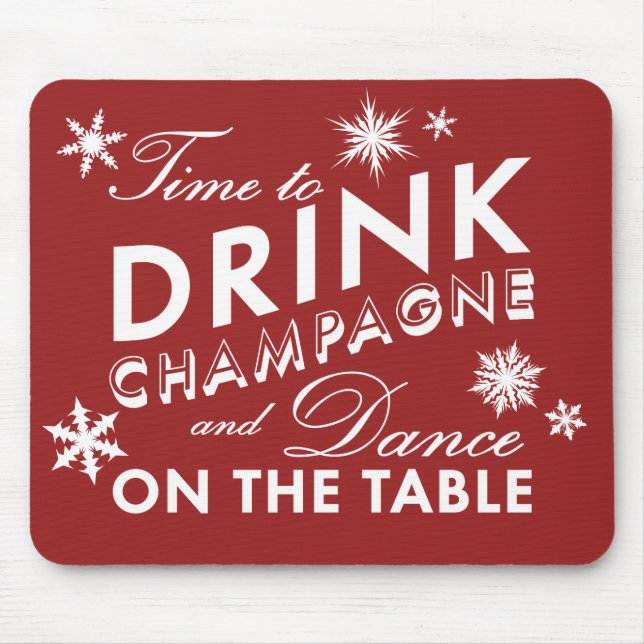 Tapis De Souris Il est temps de boire Champagne Holiday Mouse Pad (Devant)