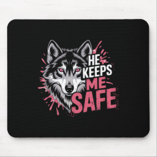 Tapis De Souris Il me garde en sécurité Loups Saint-Valentin Pour