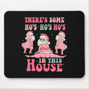Tapis De Souris Il y a des trous dans cette maison Noël rose Sant