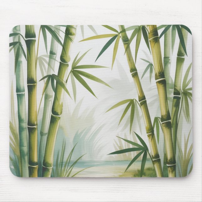 Tapis de souris Île de la forêt de bambou aquarell (Devant)