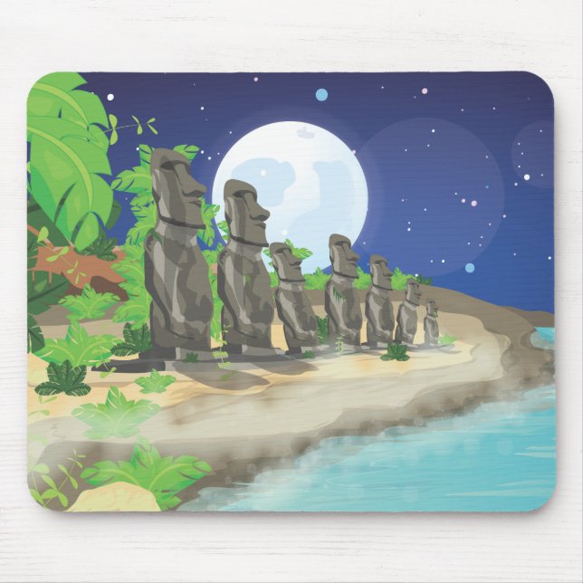 Tapis De Souris Île de Pâques Moai (Devant)