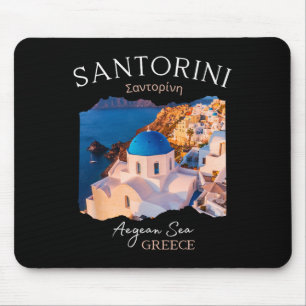Tapis De Souris Île grecque Santorin Grèce Oia Village Blue Chu