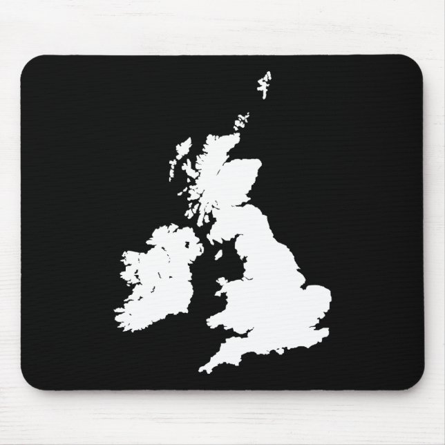 Tapis De Souris Îles britanniques - Blanc sur Noir (Devant)