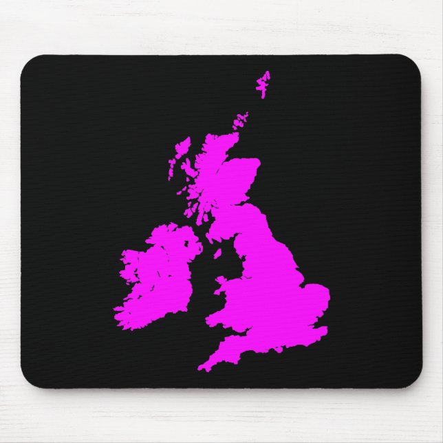 Tapis De Souris Îles britanniques - Magenta en noir (Devant)