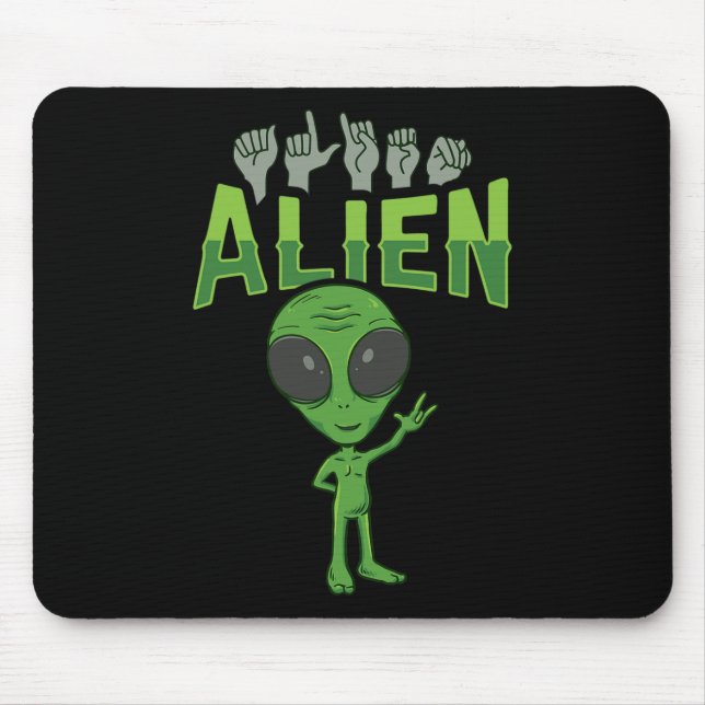 Tapis De Souris ILL Alien ASL Gesture mains sourdes Perte d'auditi (Devant)